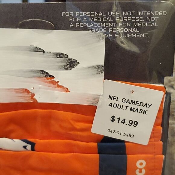 NFL Denver Broncos one pack of 2 Facemasks NWT - Picture 3 of 6